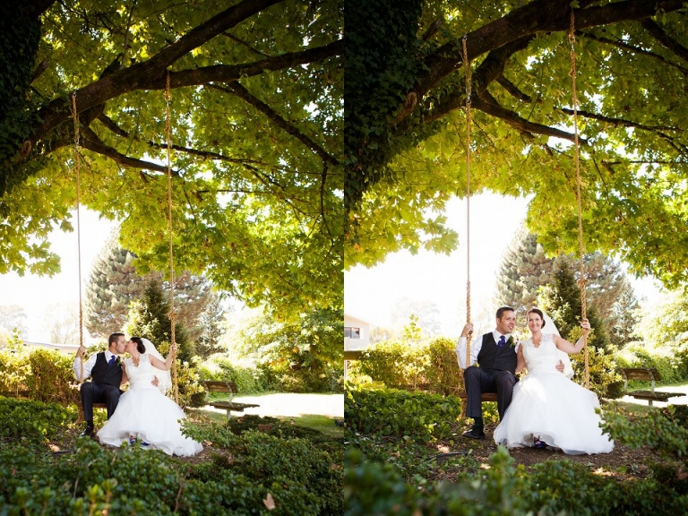 bride and groom in giant swing