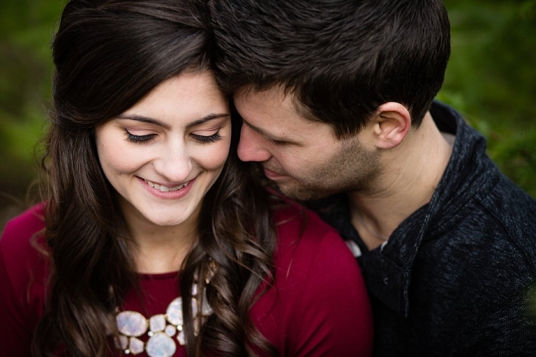 close up shot of an engaged couple