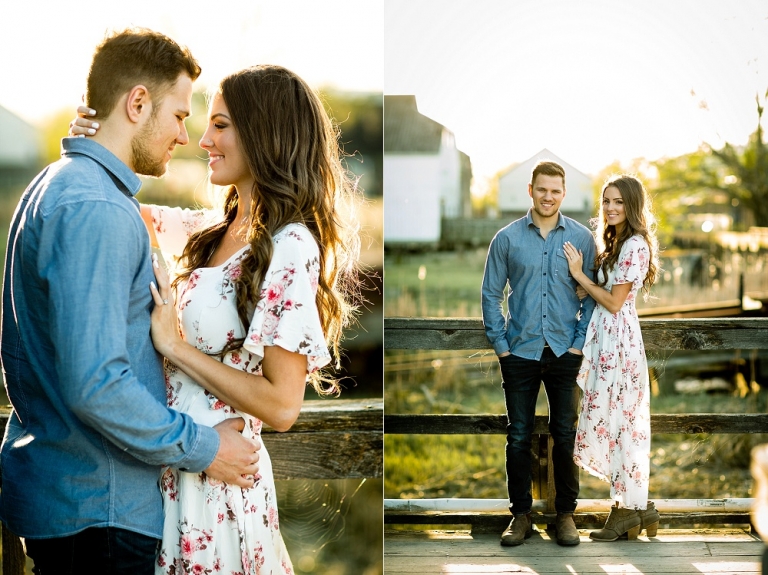 sunset engagement photos with trendy couple
